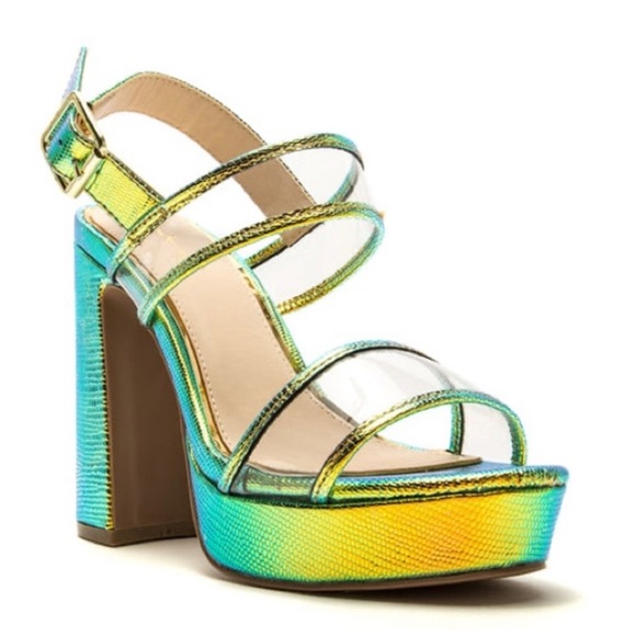 Qupid Shoes - Qupid Lighting Holographic Platform Heels